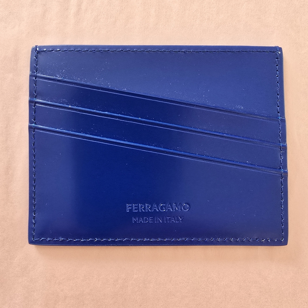 Ferragamo Leather Card Case Lapis Blue - Picture 4 of 7